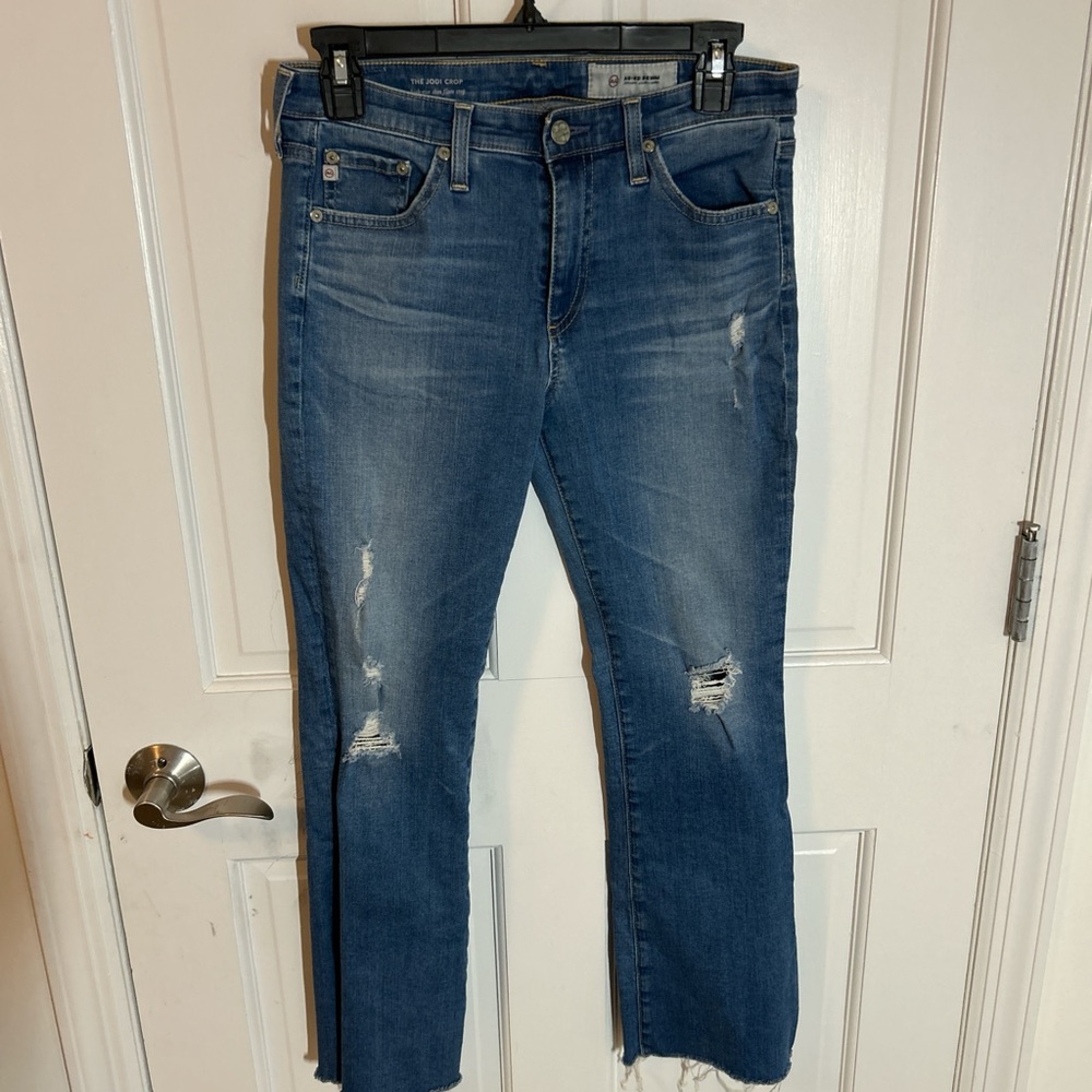 AG-ED Denim The Jodi Crop High-rise Slim Flare Crop (size 27)